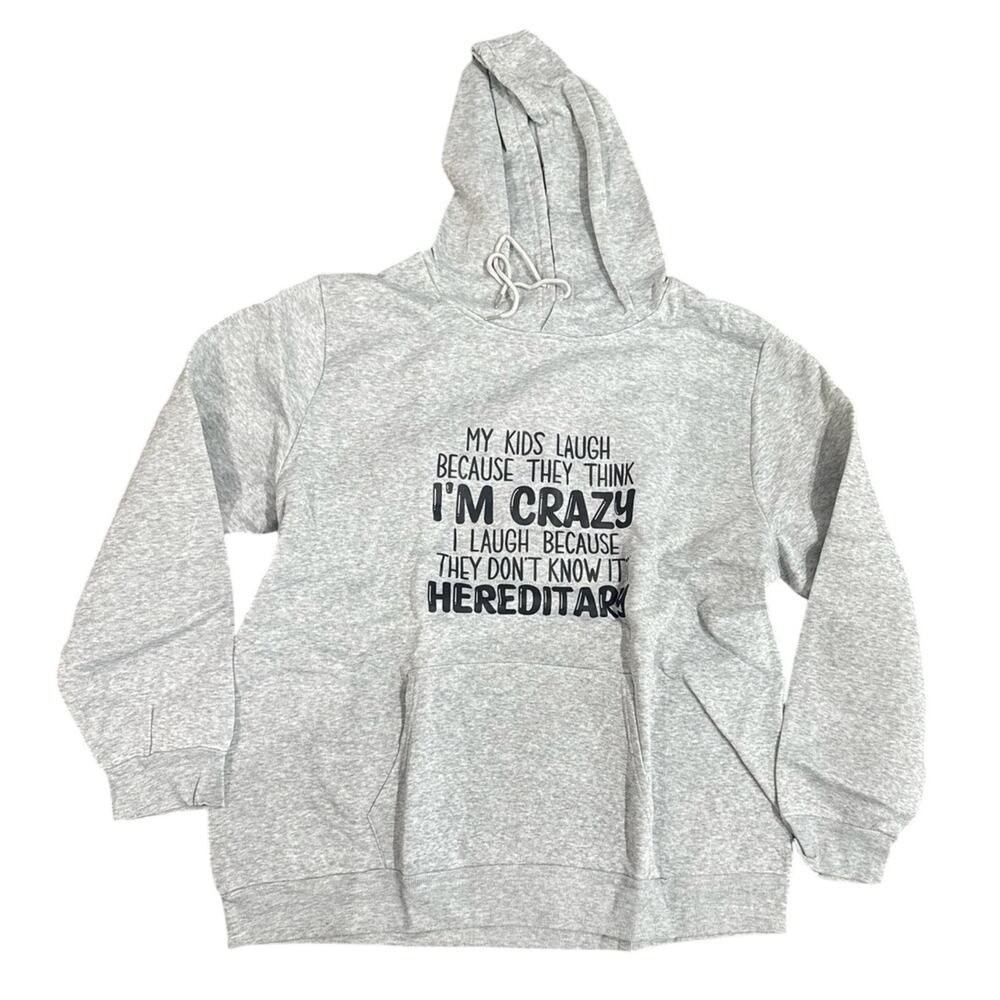'My Kids Think I'm Crazy' Comedy Graphic Hoodie in Gray, Size 3XL